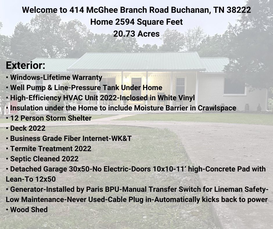 414 McGhee Branch Rd, Buchanan, TN  38222